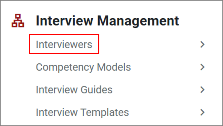 Screenshot of Interview Management tab highlighting the Interviewers button