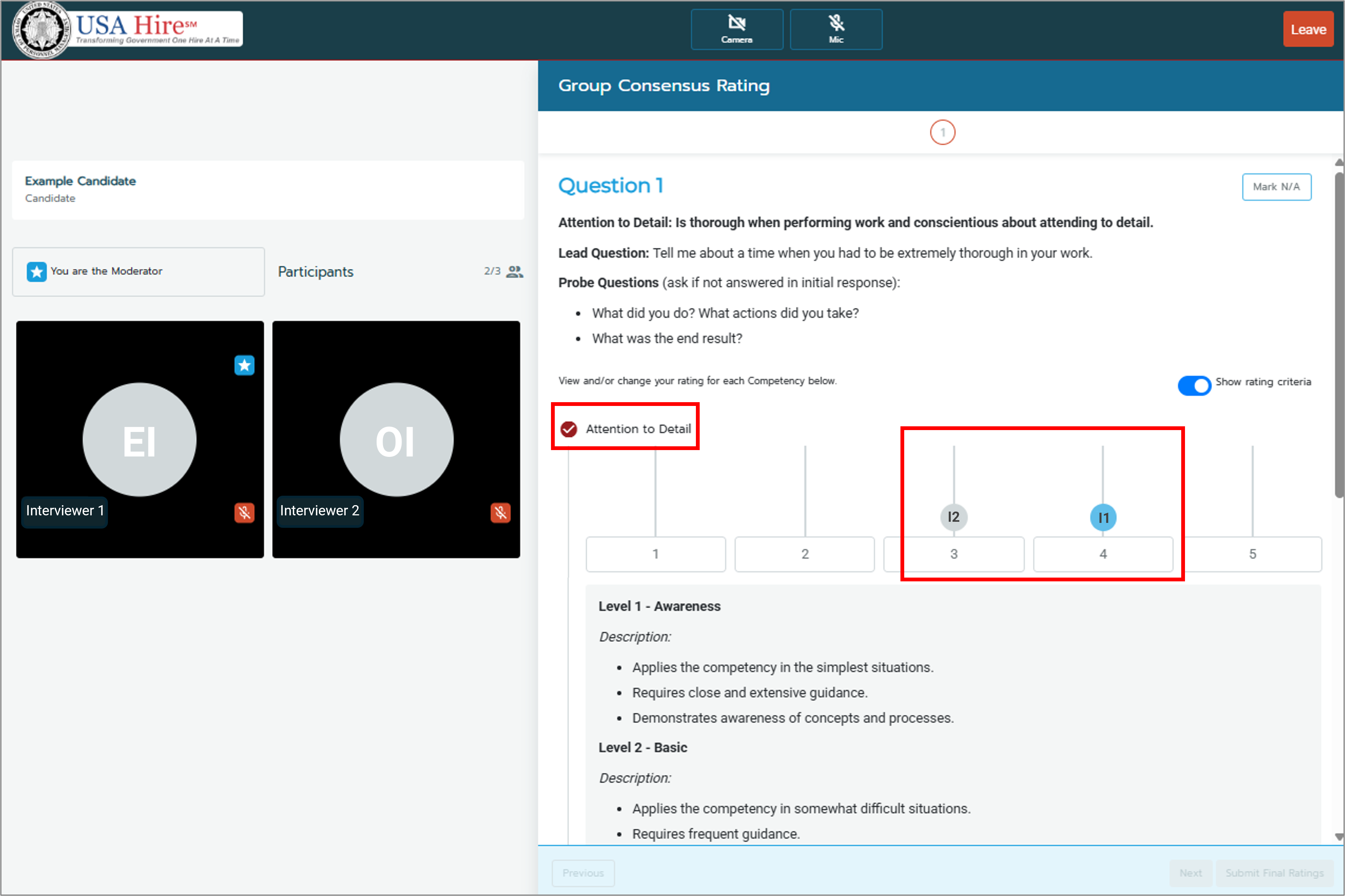 Screenshot of the Consensus Interface highlighting Changing a rating